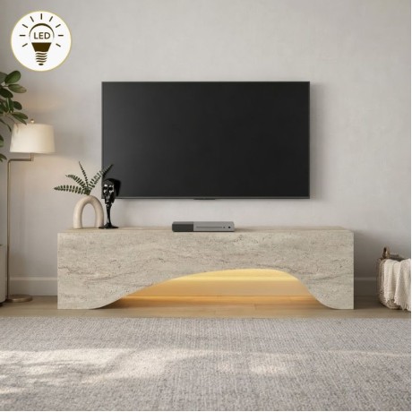 Έπιπλο τηλεόρασης Mara Megapap με LED χρώμα travertine 150x31,4x40εκ.