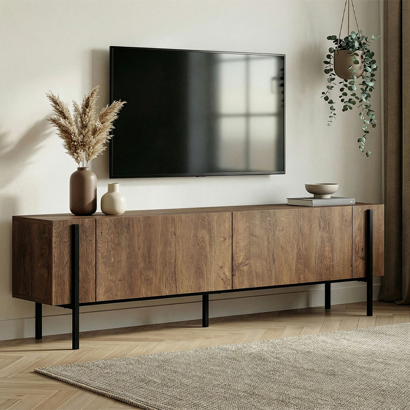 Nexus Megapap melamine TV stand in walnut color 180x30x45.5cm.