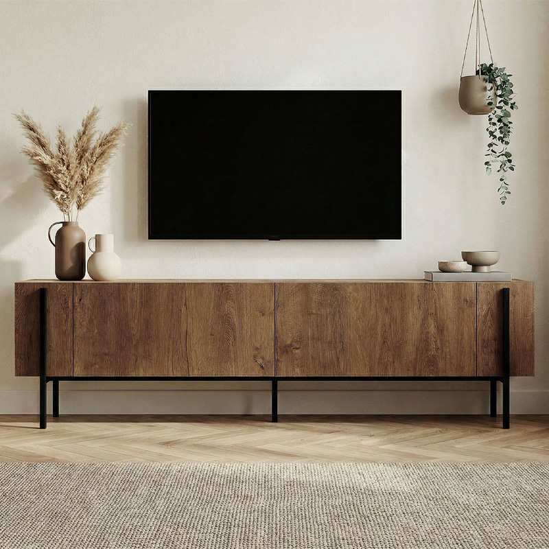 Nexus Megapap melamine TV stand in walnut color 180x30x45.5cm.