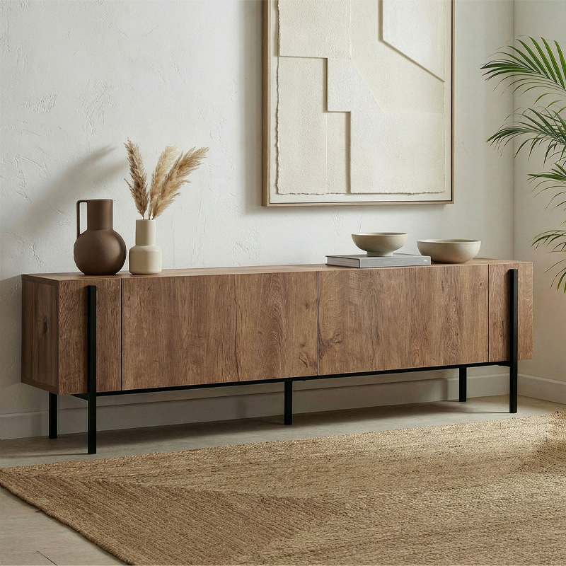Nexus Megapap melamine TV stand in walnut color 180x30x45.5cm.
