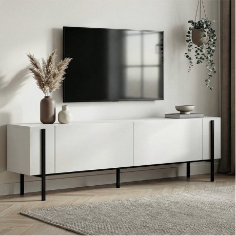Nexus Megapap melamine TV stand in white color 180x30x45.5cm.
