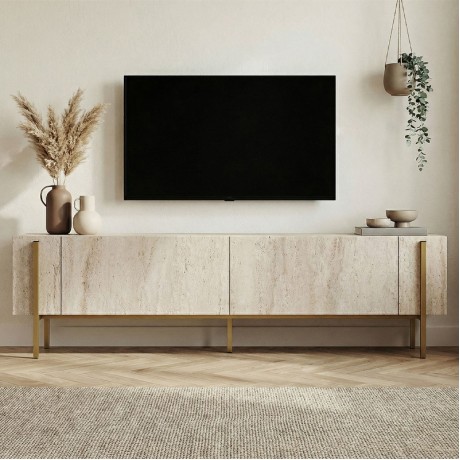 Nexus Megapap melamine TV stand in travertine - gold color 180x30x45.5cm.