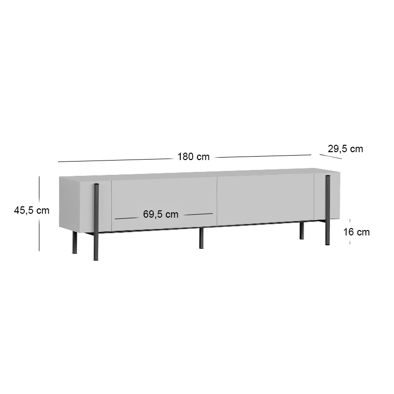 Έπιπλο τηλεόρασης Nexus Megapap χρώμα travertine - χρυσό 180x30x45,5εκ.