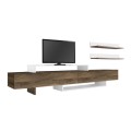 Nirvana Megapap melamine tv stand in walnut - white color 180x31,3x41,7cm.