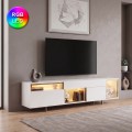 Norm Megapap melamine TV stand with Rgb Led  in white - gold color 180x32x55cm.