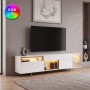 Norm Megapap melamine TV stand with Rgb Led  in white - gold color 180x32x55cm.