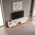 Norm Megapap melamine TV stand with Rgb Led  in white - gold color 180x32x55cm.