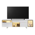 Norm Megapap melamine TV stand with Rgb Led  in white - gold color 180x32x55cm.