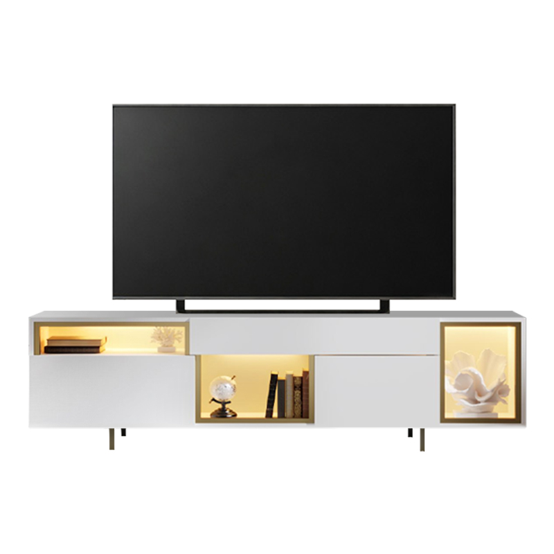 Norm Megapap melamine TV stand with Rgb Led  in white - gold color 180x32x55cm.