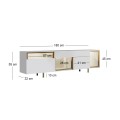Norm Megapap melamine TV stand with Rgb Led  in white - gold color 180x32x55cm.