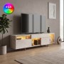 Έπιπλο τηλεόρασης Norm Megapap με Led Rgb χρώμα travertine - χρυσό 180x32x55εκ.
