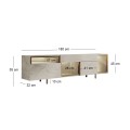 Έπιπλο τηλεόρασης Norm Megapap με Led Rgb χρώμα travertine - χρυσό 180x32x55εκ.
