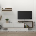 Novara Megapap melamine TV stand in white - walnut color 180x29,6x45cm.