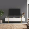 Έπιπλο τηλεόρασης Orontes Megapap χρώμα λευκό - χρυσό 180x29,6x50εκ.