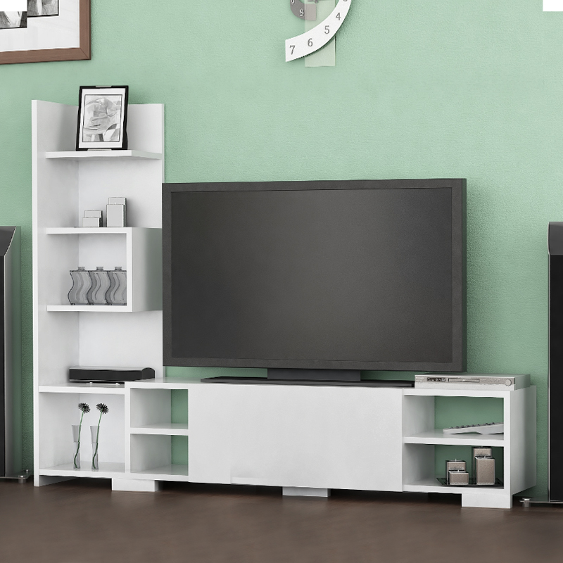 Έπιπλο τηλεόρασης Pera Megapap χρώμα λευκό 160x29,5x120εκ.