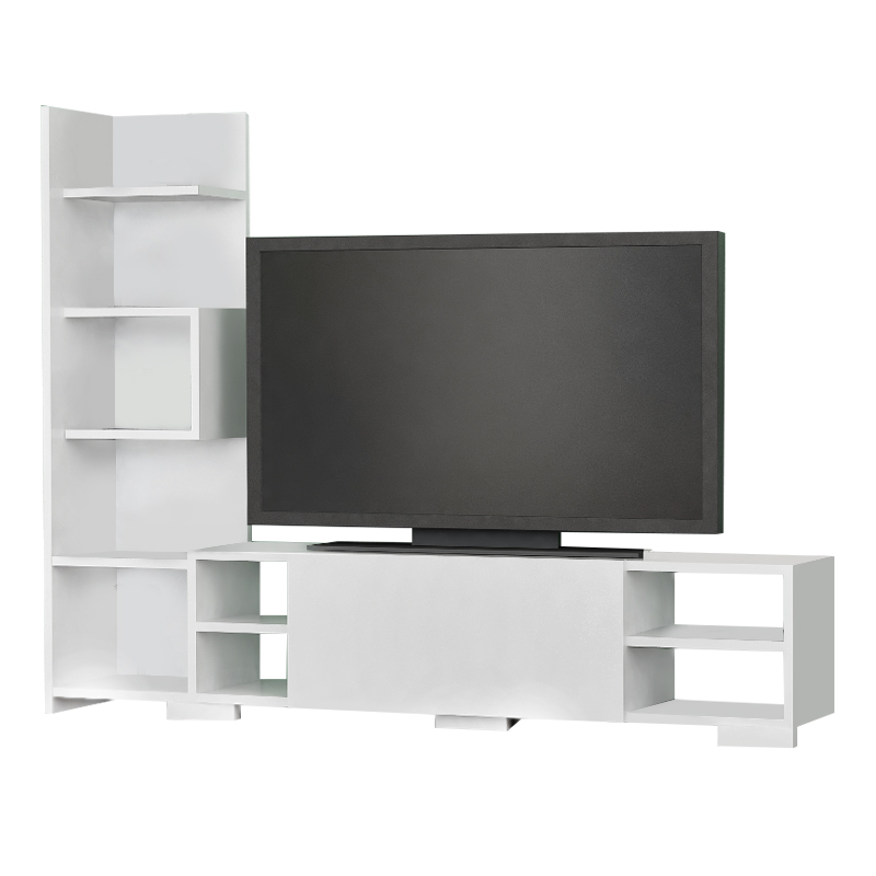 Έπιπλο τηλεόρασης Pera Megapap χρώμα λευκό 160x29,5x120εκ.