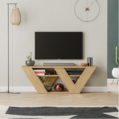 Έπιπλο τηλεόρασης Pipralla Megapap χρώμα sapphire oak 110x30x40εκ.