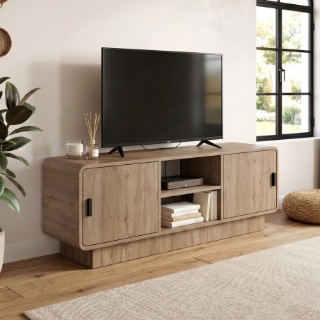 Rovel Megapap melamine tv stand in sepet oak color 140.3x39x50cm.