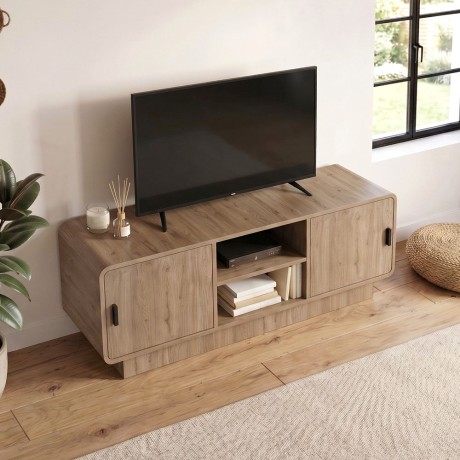 Rovel Megapap melamine tv stand in sepet oak color 140.3x39x50cm.