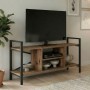 Santana Megapap metal - melamine TV stand in black - smoked walnut color 120x35x61cm.