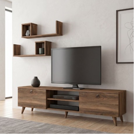 Έπιπλο τηλεόρασης Seddra Megapap χρώμα καρυδί 180x31,5x45εκ.