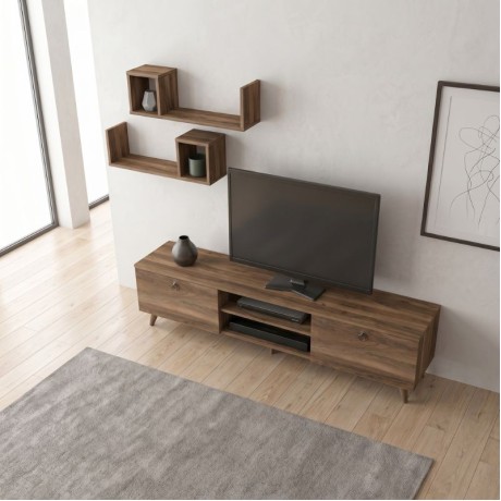 Έπιπλο τηλεόρασης Seddra Megapap χρώμα καρυδί 180x31,5x45εκ.