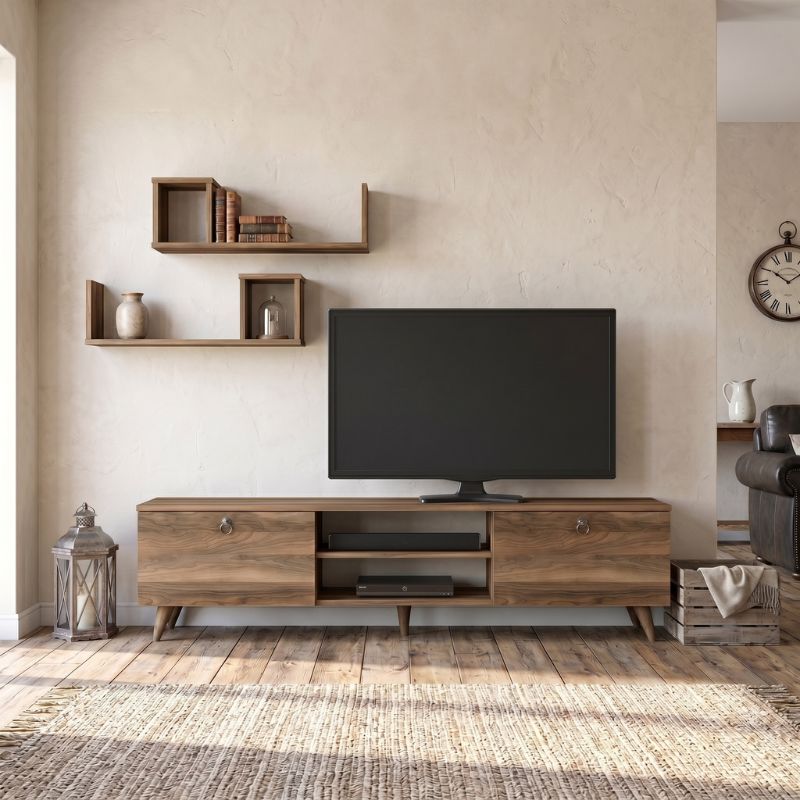 Έπιπλο τηλεόρασης Seddra Megapap χρώμα καρυδί 180x31,5x45εκ.