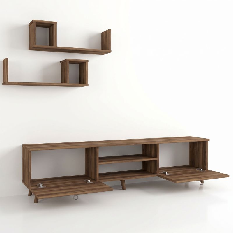 Έπιπλο τηλεόρασης Seddra Megapap χρώμα καρυδί 180x31,5x45εκ.