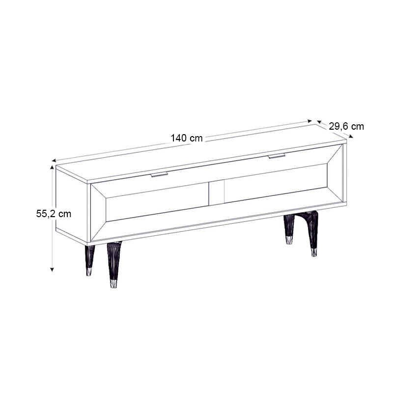 Sirona Megapap melamine TV stand in sapphire color 140x30x55cm.