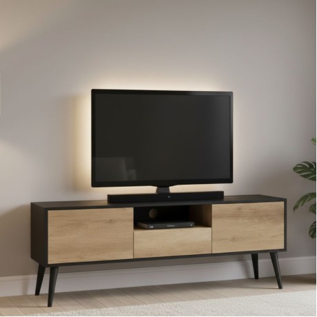 Style Megapap melamine tv furniture in black-tori color 160x41x58cm.
