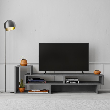 Tetra Megapap melamine TV stand in retro grey color 136,7x40x42cm.