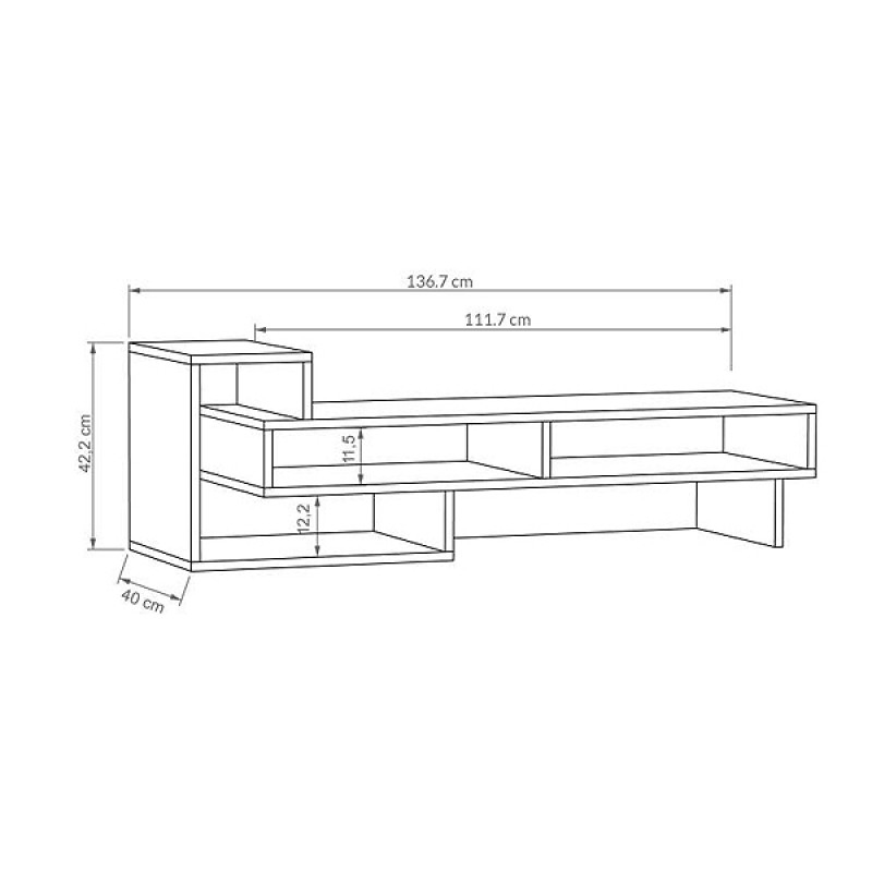 Έπιπλο τηλεόρασης Tetra Megapap χρώμα γκρι ρετρό 136,7x40x42εκ.