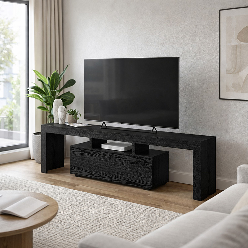 Έπιπλο τηλεόρασης Woodra Megapap χρώμα sencron black 180x31,3x50,2εκ.