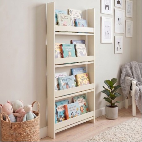 Montessori Megapap melamine wall bookshelf in cream color 60x10x120cm.