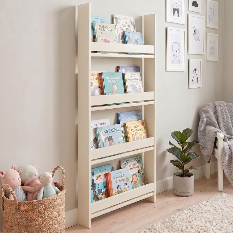 Montessori Megapap melamine wall bookshelf in cream color 60x10x120cm.