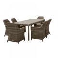 ESPERIA Set Τραπεζαρία Κήπου ALU,Wicker Grey Brown-Ανθρακί: Τραπέζι 180x90 + 6 Πολυθρόνες