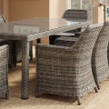 ESPERIA Set Τραπεζαρία Κήπου ALU,Wicker Grey Brown-Ανθρακί: Τραπέζι 230x100 + 8 Πολυθρόνες