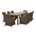 ESPERIA Set Τραπεζαρία Κήπου ALU,Wicker Grey Brown-Ανθρακί: Τραπέζι 230x100 + 8 Πολυθρόνες