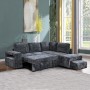FLEXY Right Facing Corner Sofabed with Storage & Ottoman/Fabric Anthracite