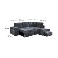 FLEXY Right Facing Corner Sofabed with Storage & Ottoman/Fabric Anthracite