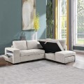 FLEXY Right Facing Corner Sofabed with Storage & Ottoman/Fabric Beige