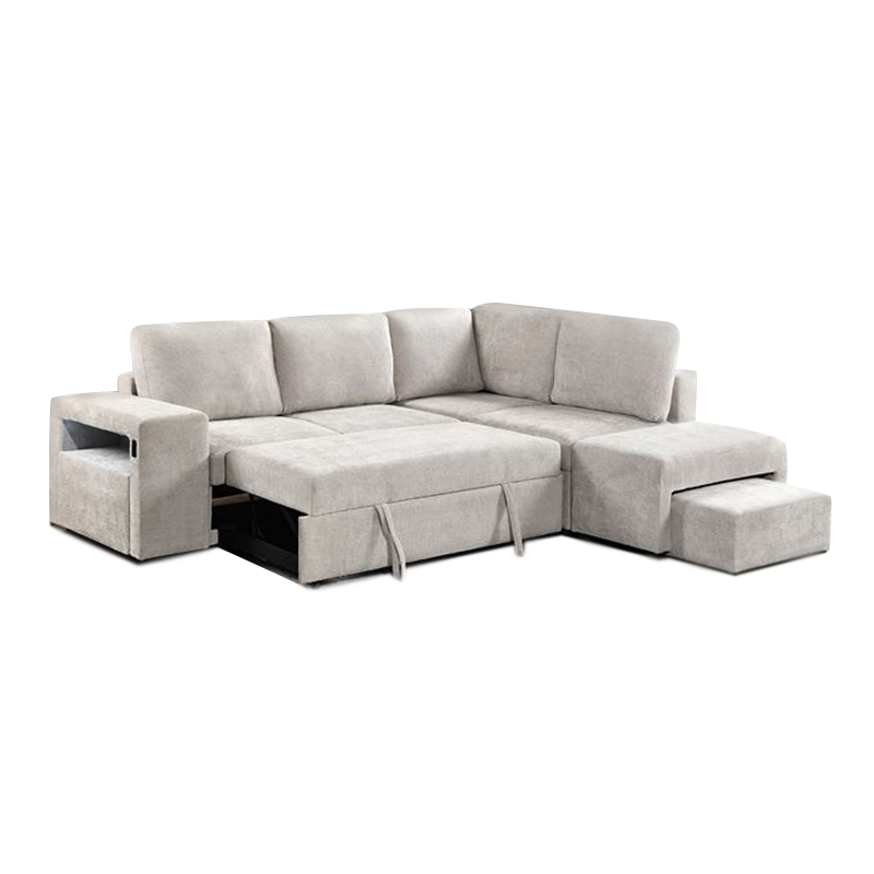 FLEXY Right Facing Corner Sofabed with Storage & Ottoman/Fabric Beige