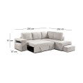 FLEXY Right Facing Corner Sofabed with Storage & Ottoman/Fabric Beige