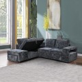 FLEXY Left Facing Corner Sofabed with Storage & Ottoman/Fabric Anthracite