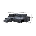 FLEXY Left Facing Corner Sofabed with Storage & Ottoman/Fabric Anthracite