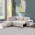 FLEXY Left Facing Corner Sofabed with Storage & Ottoman/Fabric Beige