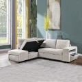 FLEXY Left Facing Corner Sofabed with Storage & Ottoman/Fabric Beige