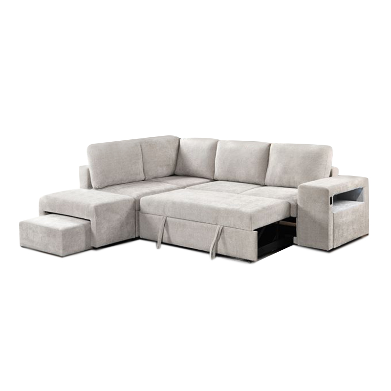 FLEXY Left Facing Corner Sofabed with Storage & Ottoman/Fabric Beige