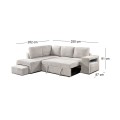 FLEXY Left Facing Corner Sofabed with Storage & Ottoman/Fabric Beige