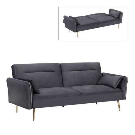 FLICK Sofa-Bed 3-Seater / Velure Grey Fabric